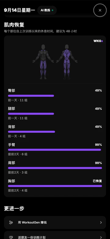 追踪每块肌肉的恢复情况