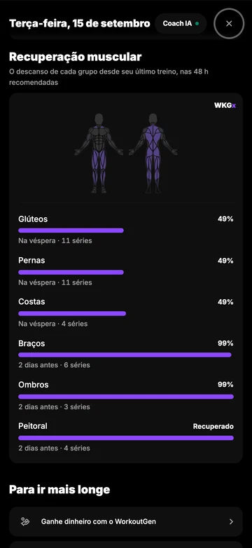 Acompanhe a recuperação de cada músculo