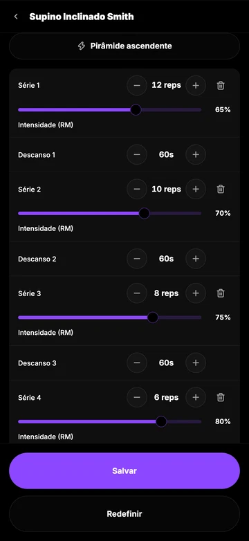 Ajuste cada série do seu jeito