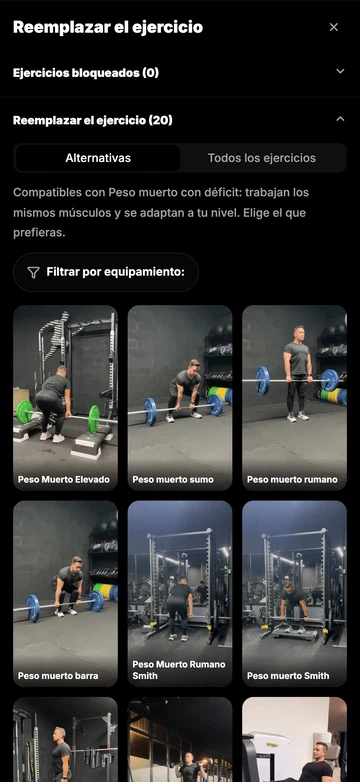 Cambia de ejercicio cuando quieras