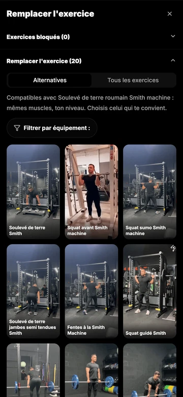 Change d'exercice quand tu veux