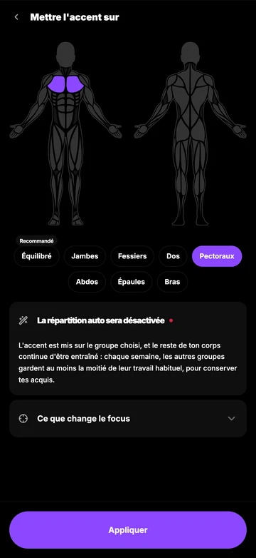 Choisis tes muscles prioritaires