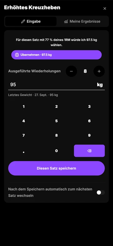 Dein KI-Coach wählt deine Gewichte