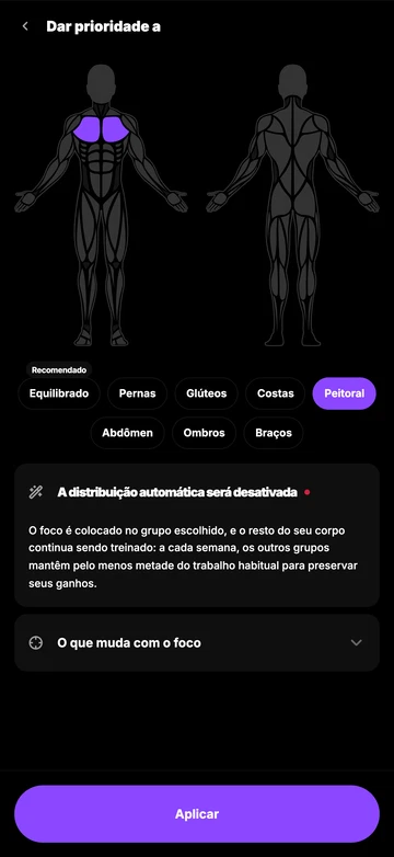Escolha seus músculos prioritários