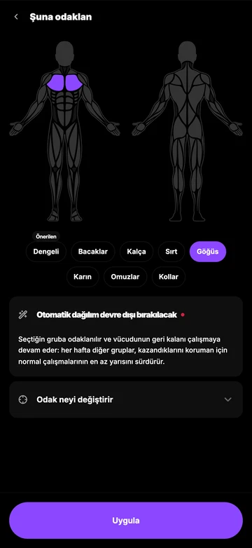 Öncelikli kaslarını seç