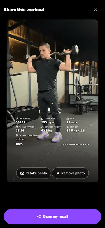 Share your workout summary