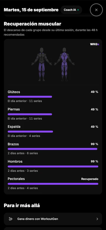 Sigue la recuperación de cada músculo