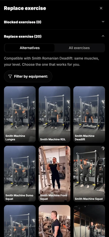 Swap exercises whenever you want