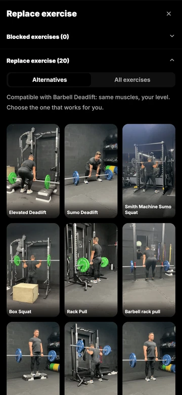 Swap exercises whenever you want