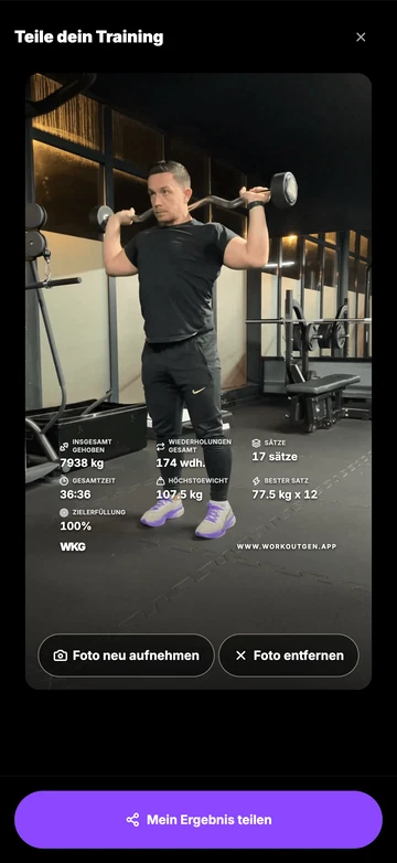 Teile deine Trainingseinheit