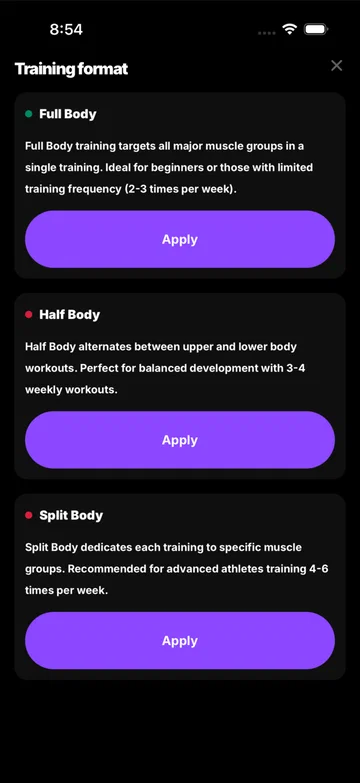 Workout format